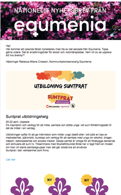 Få Equmenias nationella nyhetsbrev