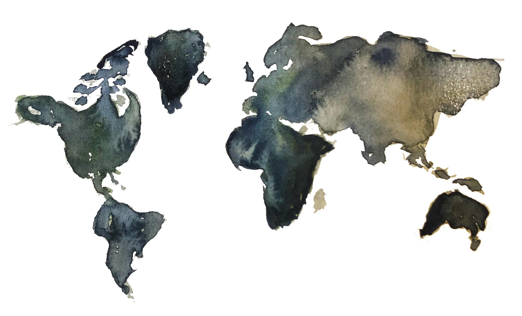 Världskarta mot vitbakgrund