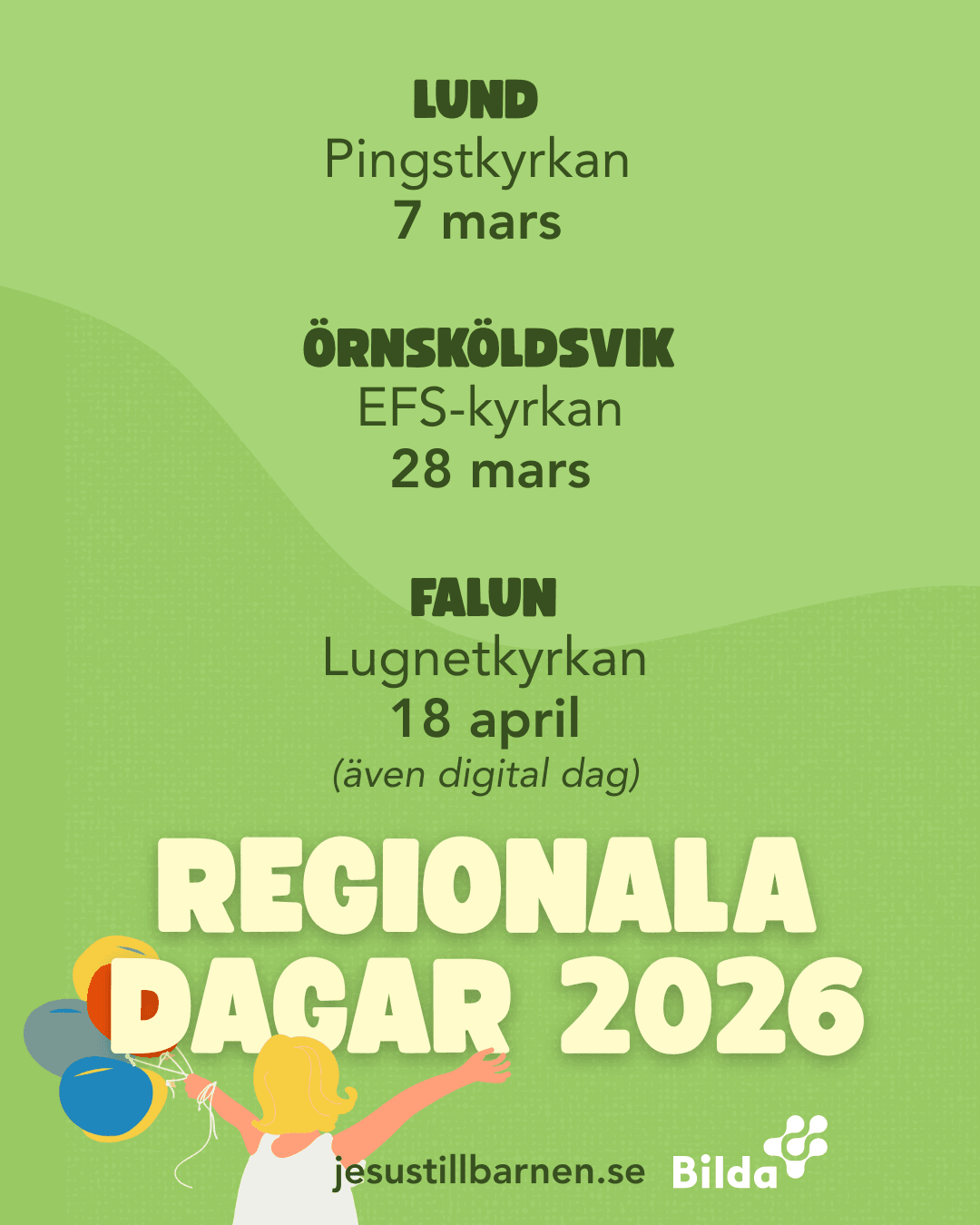 Regionala dagar Jesus till barnen 2026